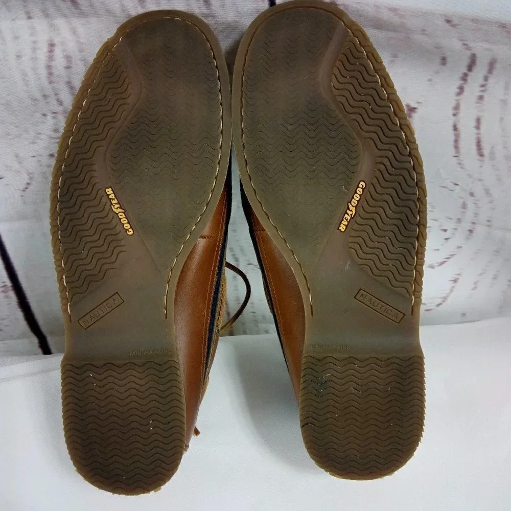 NAUTICA Men’s Size 13 Leather Canvas Boat Shoes